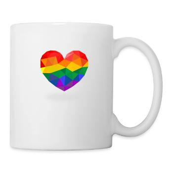 Polygon LGBT Herz CSD Regenbogen Gay Pride - Tasse - Weiß - Rechts