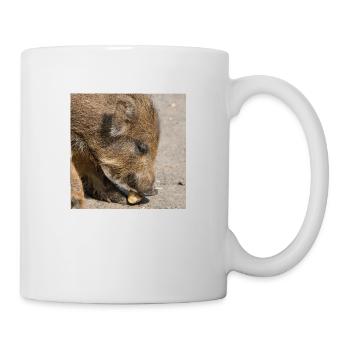 Frischling Wildschwein (Sus scrofa) im Wald - Tasse - Weiß - Rechts