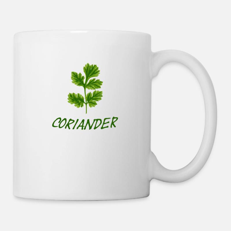 Koriander mit Schriftzug - Tasse - Weiß