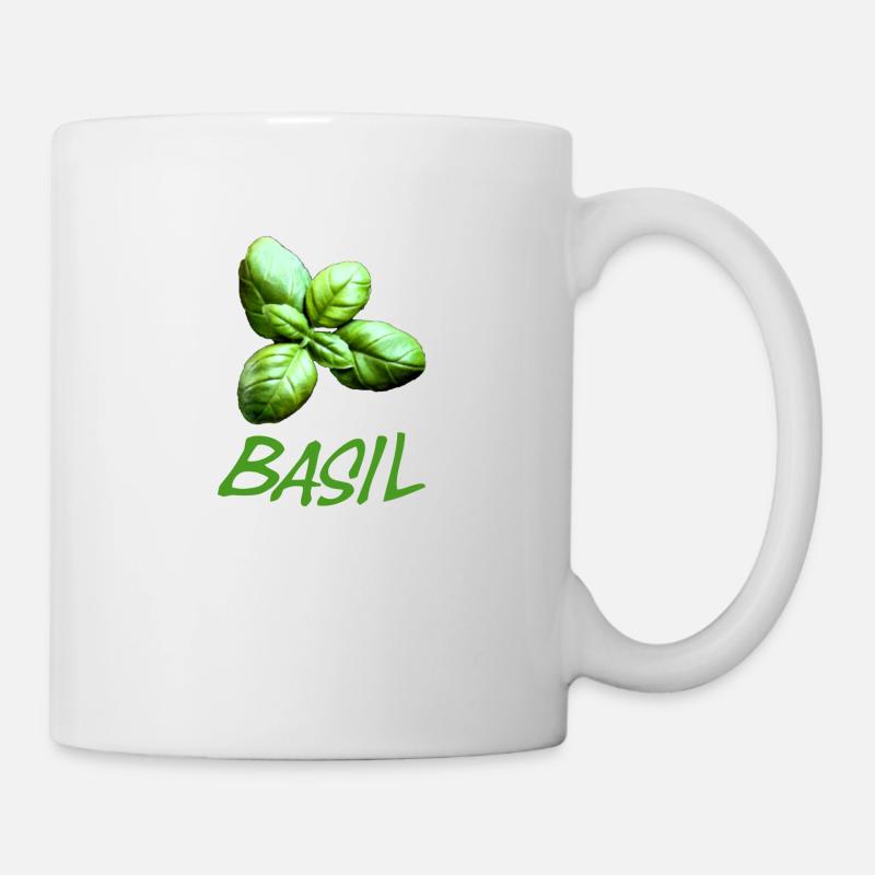 Basilikum mit Schriftzug - Tasse - Weiß