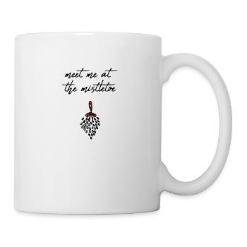 Wir treffen uns am Mistelzweig Xmas / Geschenk - Tasse - Weiß - Rechts