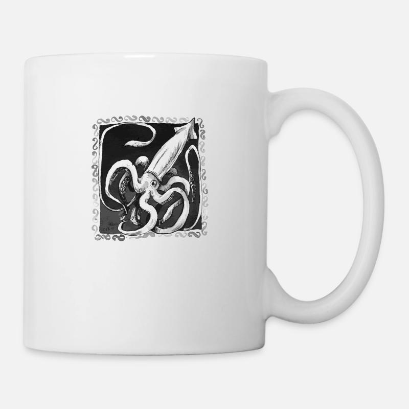 Calamar Géant Krake Cadeau Inktober Drôle - Mug blanc - blanc