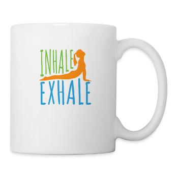 Yoga Einatmen Ausatmen - Geschenkidee - Tasse - Weiß - Rechts