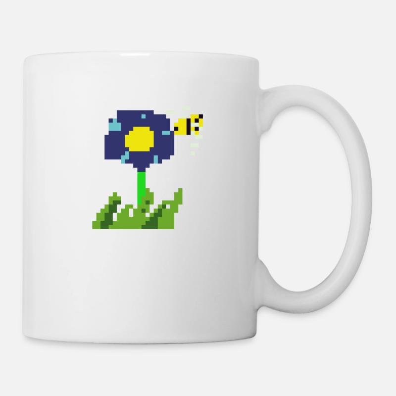 Pixel Blume - Tasse - Weiß
