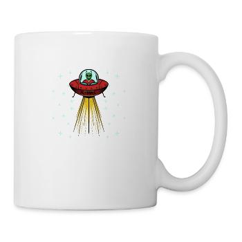 Weihnachten Weihnachtsmann als Alien im Ufo - Tasse - Weiß - Rechts