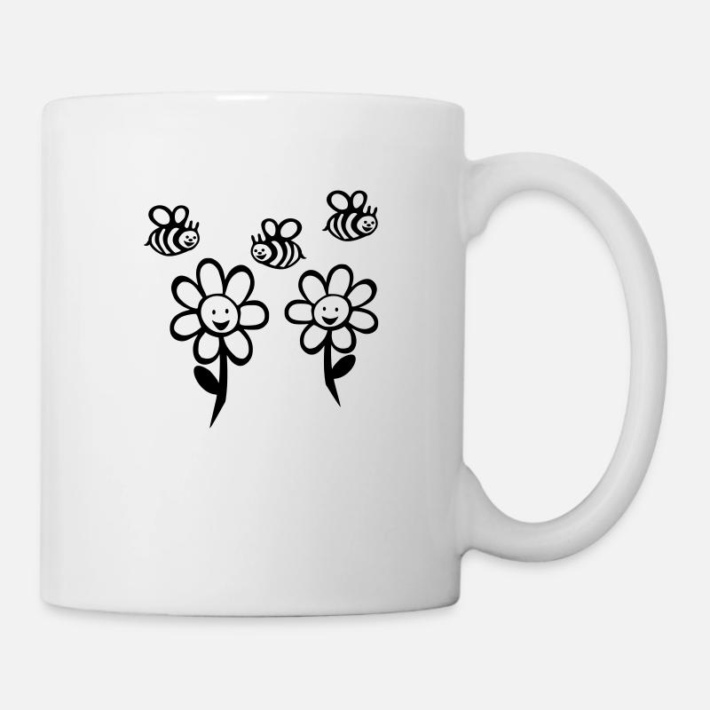 Abeilles et fleurs - Mug blanc - blanc