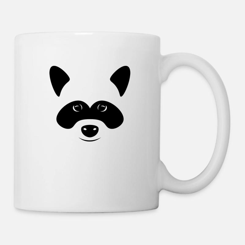 Waschbär Kopf, Zeichnung, einfach, Silhouette - Tasse - Weiß