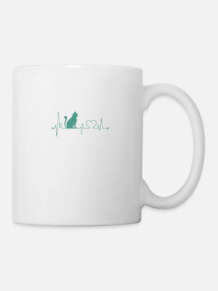 Cat Shirt • Herzschlag Katze • Geschenk - Tasse - Weiß