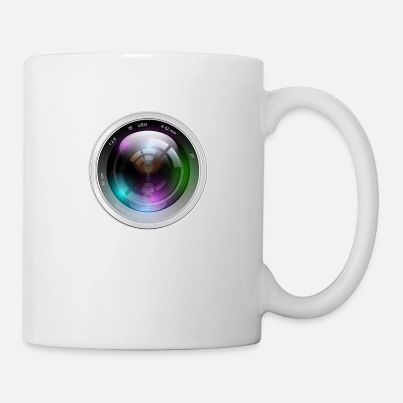 Photo Iris Lens Photo Blende Objectif - Mug blanc - blanc