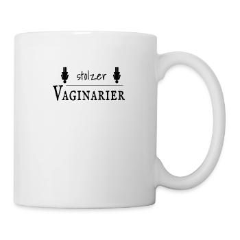 Vaginarier Vegan Ironie Frau Mädel Mädl Geschenk - Tasse - Weiß - Rechts