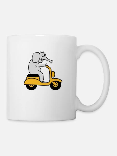 Moped Elephant - Tasse - Weiß