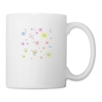Blumen und Schmetterlinge - Tasse - Weiß - Rechts