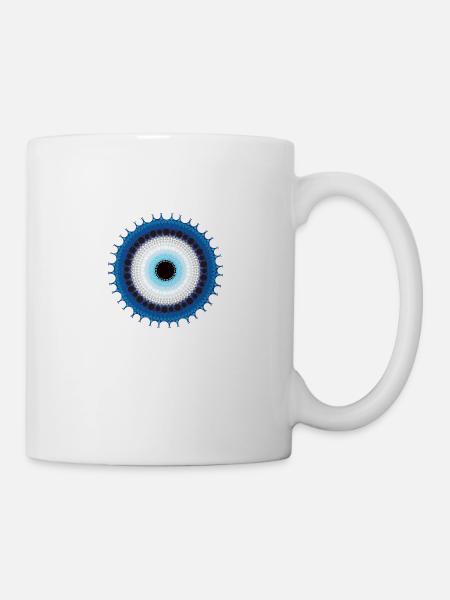 NAZAR BONCUK - BLAUES AUGE Schutz Symbol Punkte - Tasse - Weiß