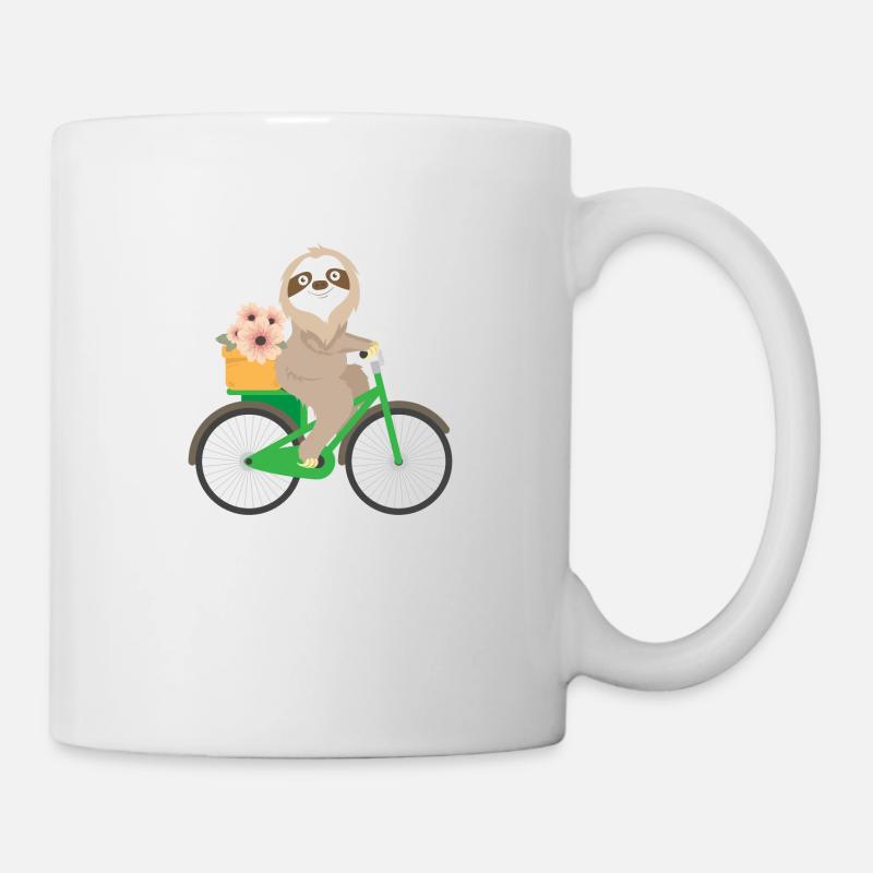 Doux paresseux sur le vélo - Mug blanc - blanc