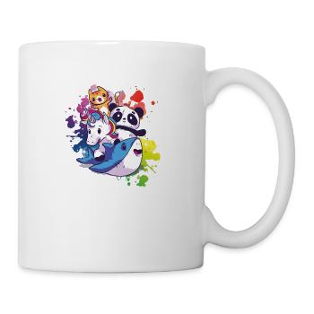 SüßeTiere - Panda, Katze, Einhorn, Hai - Tasse - Weiß - Rechts