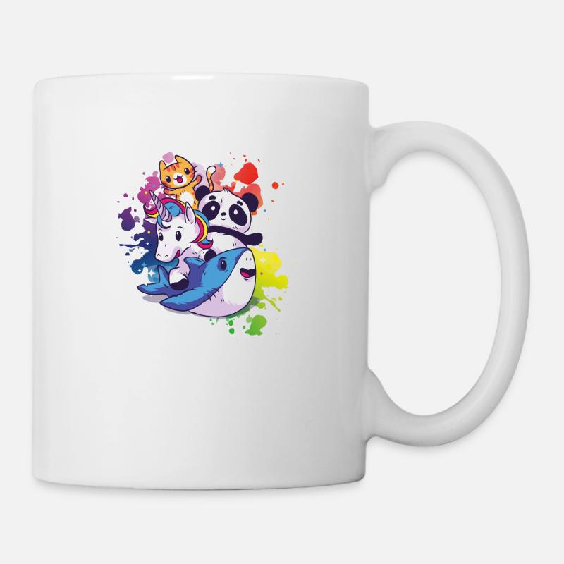 SüßeTiere - Panda, Katze, Einhorn, Hai - Tasse - Weiß