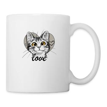 chat coeur - Mug blanc - blanc - Droite