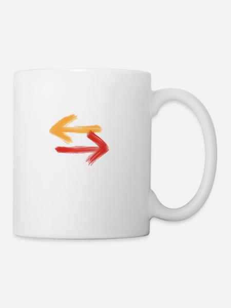 Pfeile in Richtung Rechts und Links / Gelb - Rot - Tasse - Weiß