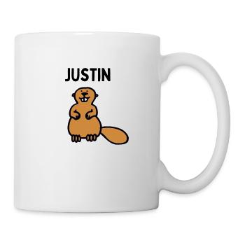 Ein Biber names Justin - Tasse - Weiß - Rechts