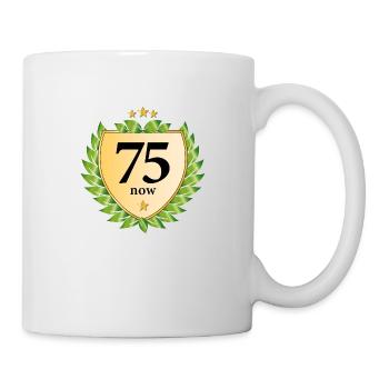 Couronne de laurier 75e anniversaire étoiles dorées - Mug blanc - blanc - Droite