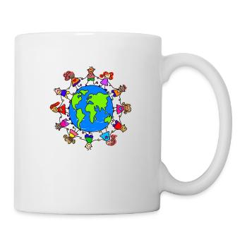 Happy Children Holding Hands Around the World - Mug - white - Right