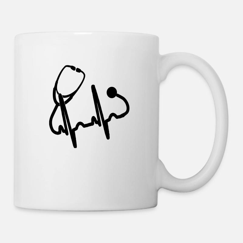 Stethoskop, EKG - Tasse - Weiß