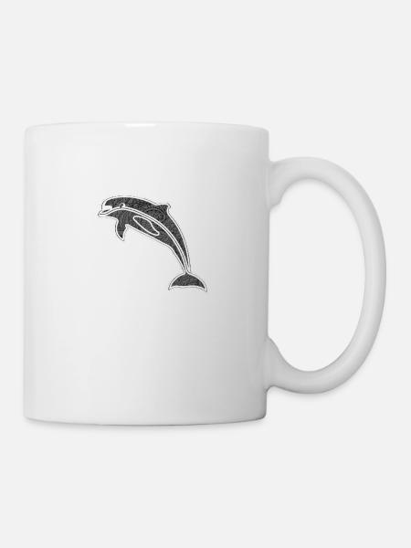 Paisley Dolphin Delfin T-Shirt - Tasse - Weiß