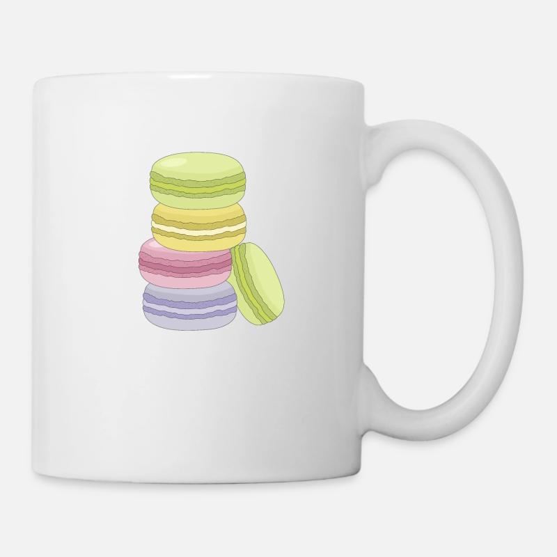 Zuckersüße, bunte Macarons - Tasse - Weiß