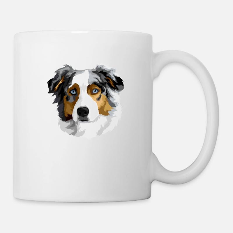 Australian Shepherd head - Mug - white