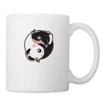 Yin Yang Cat Dog Black and White - Gift Idea - Mug - white - Right