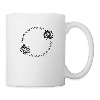 Guirlande de roses feuilles cadeau - Mug blanc - blanc - Droite