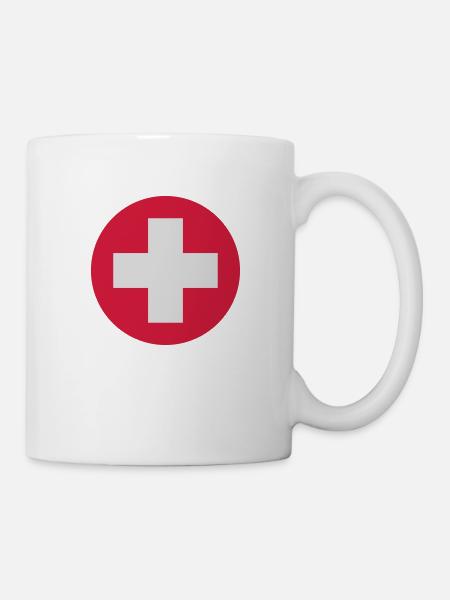 Schweiz Swiss Suisse 2C Vektor - Tasse - Weiß