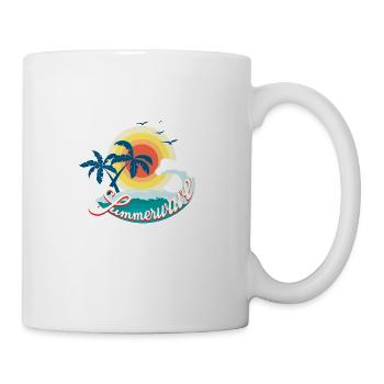 Summerwave Summer Beach Palm Trees Surf Shirt - Mug - white - Right