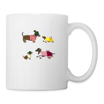bayerische Dackelfamilie - Tasse - Weiß - Rechts