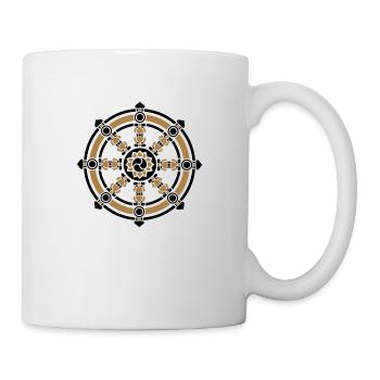 Roue de Dharma, symbole bonne chance, bouddhisme, - Mug blanc - blanc - Droite