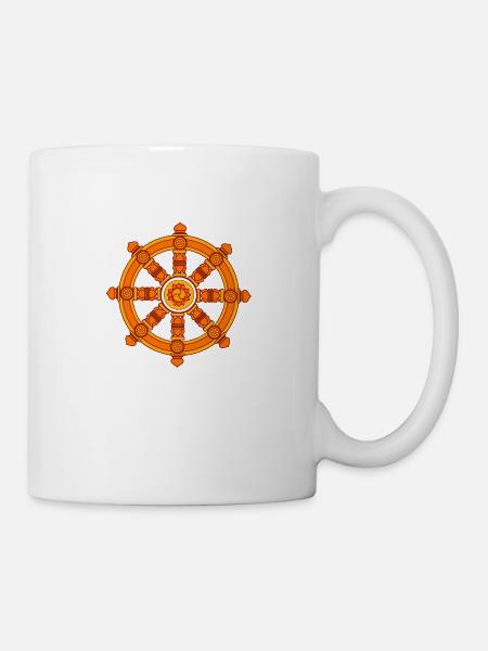Roue de dharma de Fortune, bouddhisme, Chakra - Mug blanc - blanc