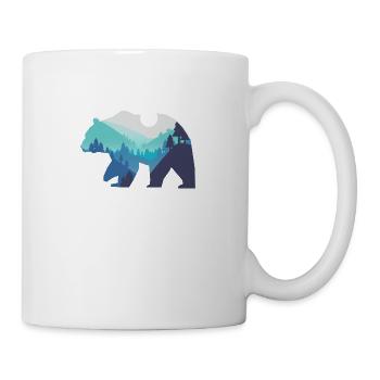 Bear Silhouette Mountains Horizon Moon Gift - Mug - white - Right
