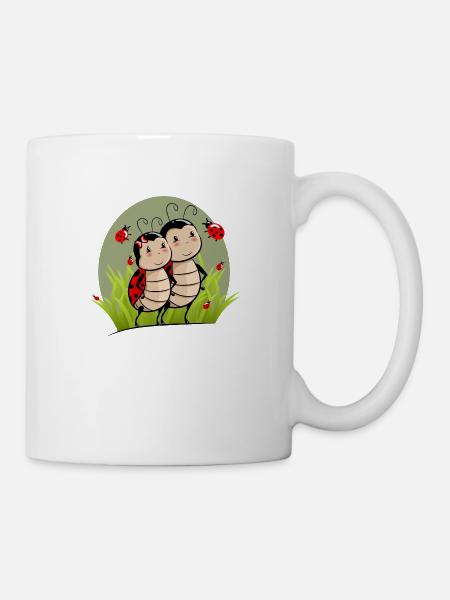 Marienkäfer Paar - Zwillinge im Gras - Tasse - Weiß