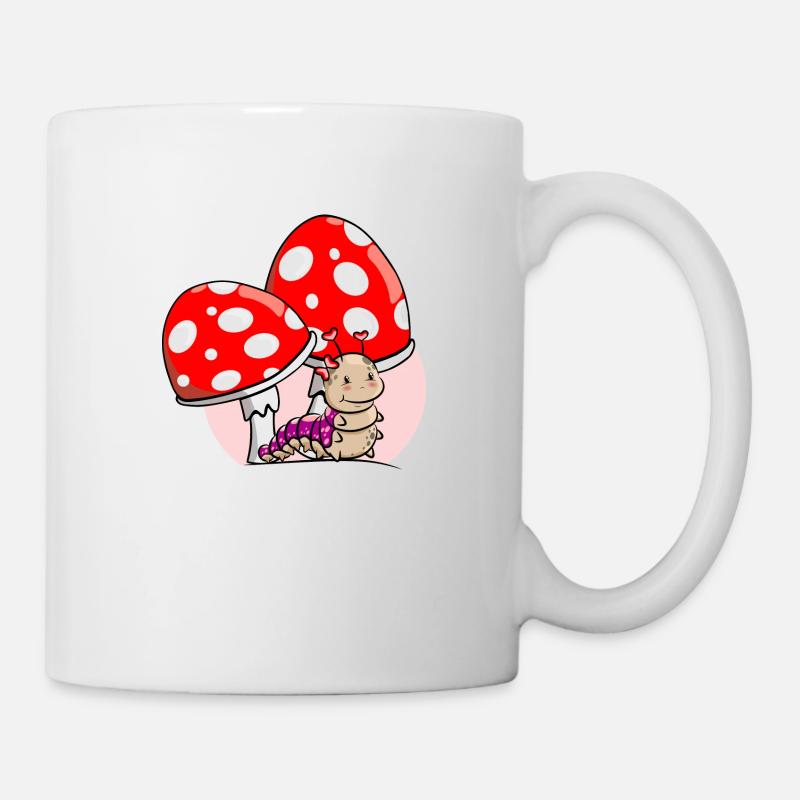 Raupe mit Pilzen - Tasse - Weiß