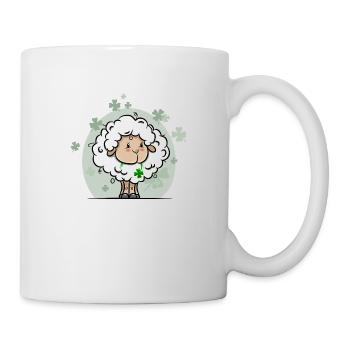 Schaf mit Kleeblatt - Tasse - Weiß - Rechts