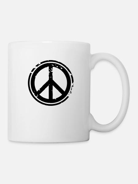 Peacezeichen Friedenssymbol Used Look Grunge Peace - Tasse - Weiß