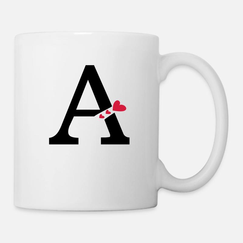Capital letter A with hearts - Mug - white