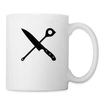 Couteau et une cuillère de bois - Mug blanc - blanc - Droite