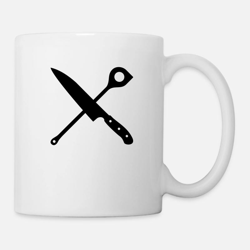 Messer & Kochlöffel - Tasse - Weiß