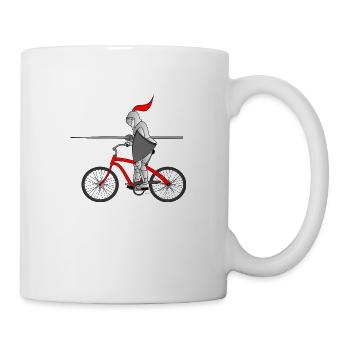 Fahrrad Ritter Tjost Lanze Pferd Geschenk Rad Bike - Tasse - Weiß - Rechts