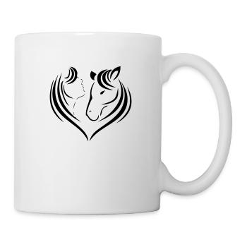 Cheval, tête, tête de cheval, équitation, silhouette, crinière - Mug blanc - blanc - Droite