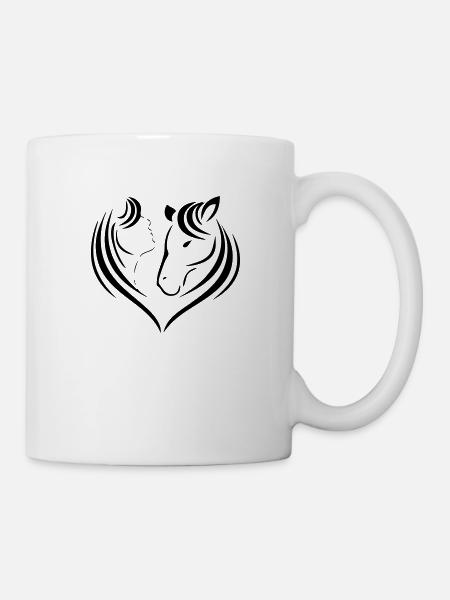 Cheval, tête, tête de cheval, équitation, silhouette, crinière - Mug blanc - blanc