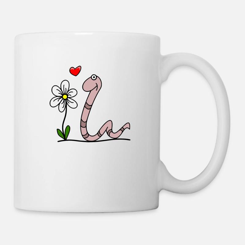 Ver avec fleur - Mug blanc - blanc