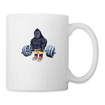 cooler Gorilla Training Geschenk Gewichte heben - Tasse - Weiß - Rechts