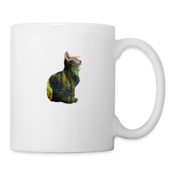 Double Exposure Animals Cat Nature - Gift Idea - Mug - white - Right
